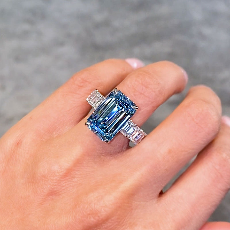 A couple celebrating with a Website-1 diamond ring